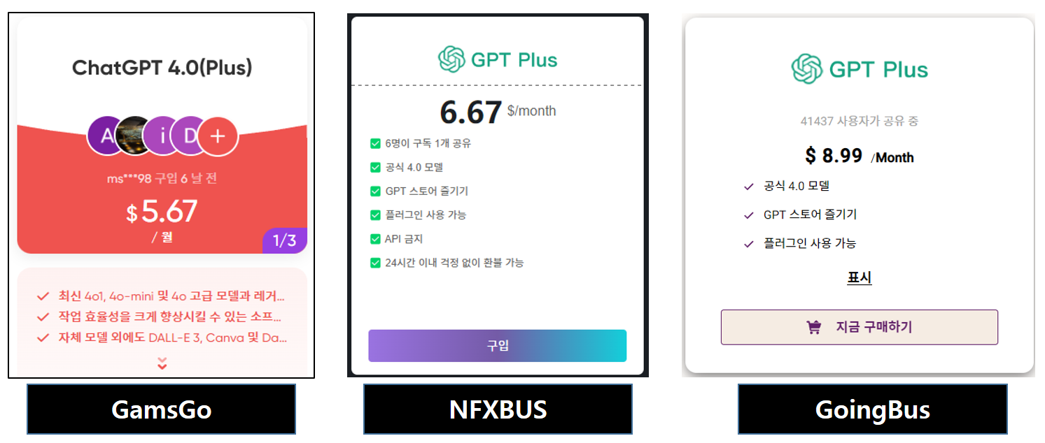 계정 공유 사이트 3곳 비교! 유료 ChatGPT(챗GPT) 구독 싼 곳 추천 관련 이미지