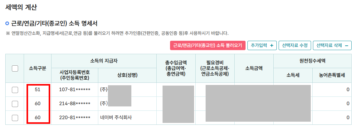 소득구분 번호 예