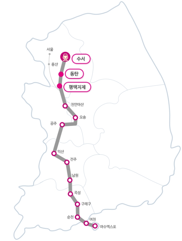 SRT 전라선 노선도