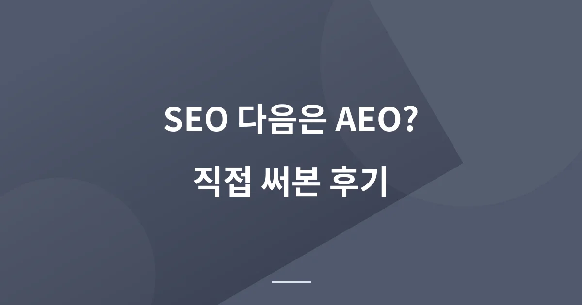 AEO의 중요성, 웹마케터가 직접 느낀 이유와 AEO 검사기 사용 후기
